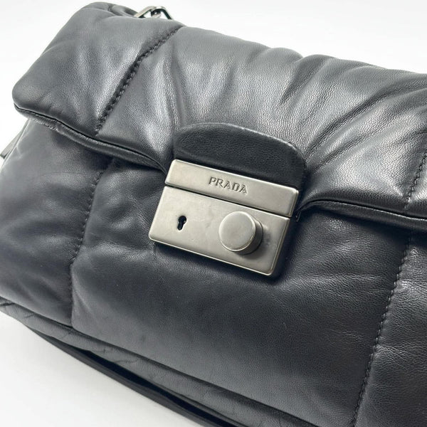 Prada Black Nappa Bomber Leather Flap Bag (Like new) YMJX29G