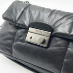 Load image into Gallery viewer, Prada Black Nappa Bomber Leather Flap Bag (Like new) YMJX29G

