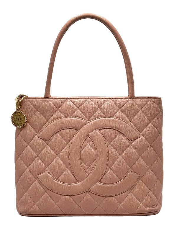 Chanel Pink Quilted Caviar Leather Medallion Tote Bag Vintage (Pre-owned) B6XW7J8