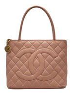 Load image into Gallery viewer, Chanel Pink Quilted Caviar Leather Medallion Tote Bag Vintage (Pre-owned) B6XW7J8
