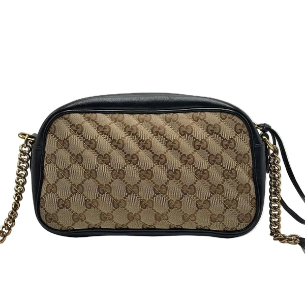 Gucci Beige/Ebony GG Diagonal Quilted Canvas Marmont Small Camera Bag (Like new) VM8BD27
