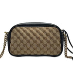 Load image into Gallery viewer, Gucci Beige/Ebony GG Diagonal Quilted Canvas Marmont Small Camera Bag (Like new) VM8BD27
