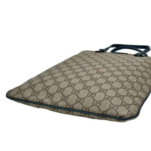 Gucci GG Supreme Hand Bag PVC Beige Blue Silver (Pre-owned)