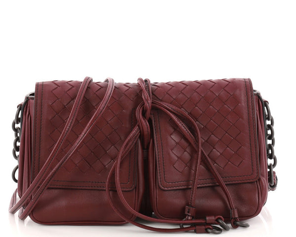 Bottega Veneta Double Pocket Flap Crossbody Leather and Intrecciato Nappa (Like new)