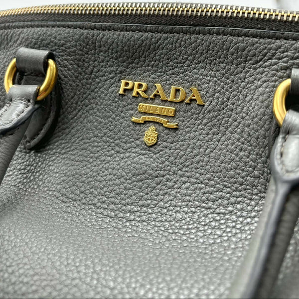 Prada Vitello Daino Leather Two Way Tote Bag Grey (Pre-owned)