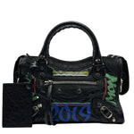 Load image into Gallery viewer, Balenciaga Agneau Arena Graffiti All Over Classic Hardware Mini City Black Multicolor (Like new) G4C7XRT
