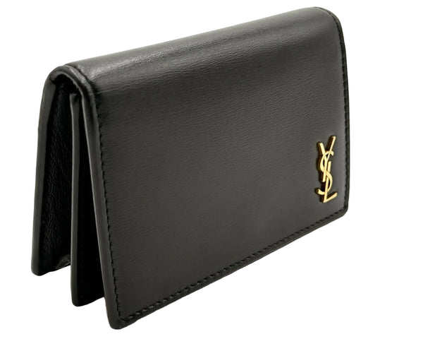 Saint Laurent Tiny Cassandre Card Case Black Leather (Like new)