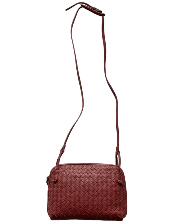 Bottega Veneta Burgundy Intrecciato Woven Nappa Leather Nodini Crossbody Bag (Pre-owned) X4MVWTT