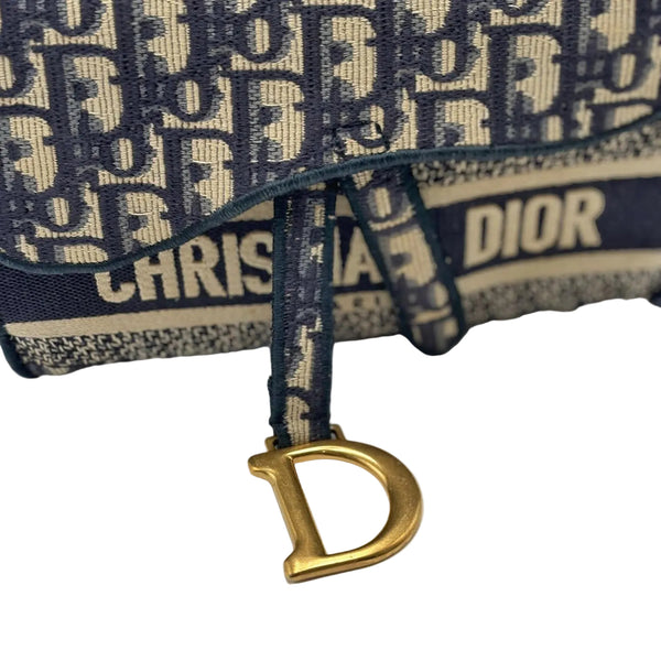 Christian Dior Oblique Slim Saddle Pouch Blue (Pre-owned) 7MJGV2D