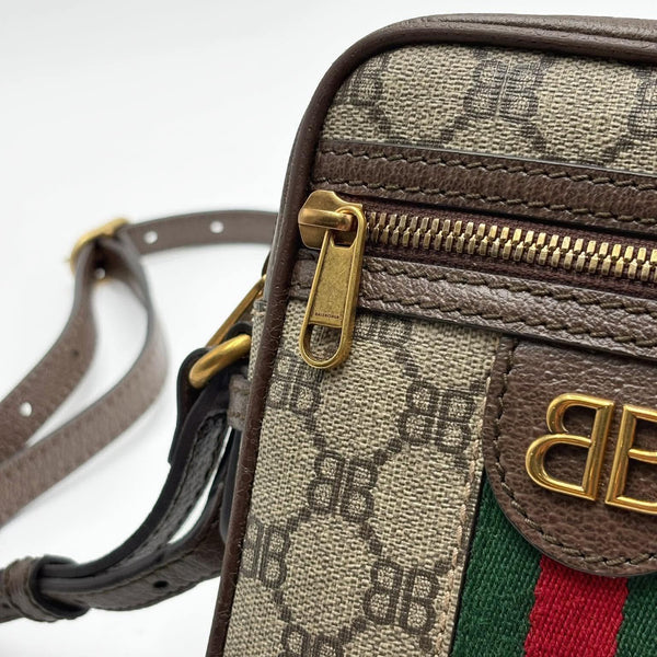 Gucci x Balenciaga BB Supreme Monogram Web Mini Ophidia Messenger Beige New Acero (Like new) 6X9HQGC