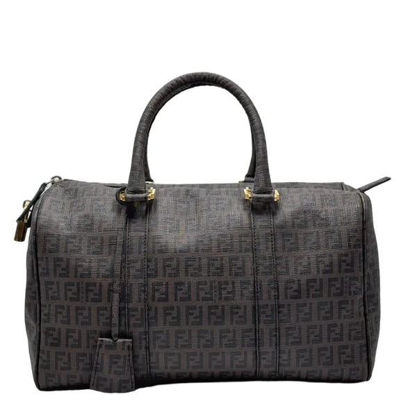 Fendi Brown Zucchino Coated Canvas and Leather Forever Bauletto Boston Bag (Pre-owned) HRTBH2M