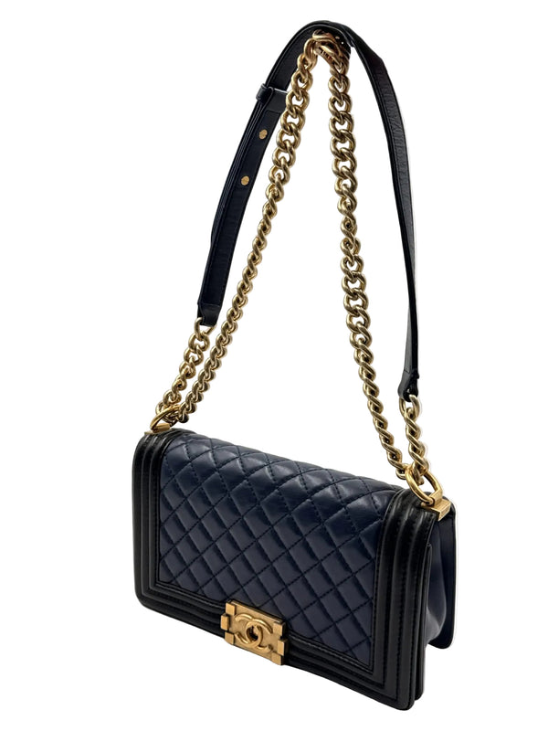 Chanel Bicolor Boy Flap Bag Quilted Lambskin (Like new) B69319.1273