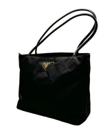 Load image into Gallery viewer, Prada Tessuto Triangle Logo Plate Tote Bag Black (Pre-owned) X7MQ6DD
