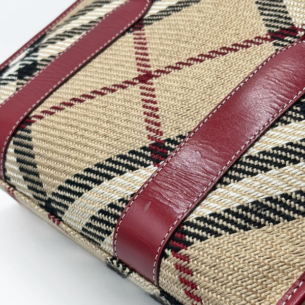 Burberry Blue Label Tweed Nova Check Handbag Beige/Red (Pre-owned)