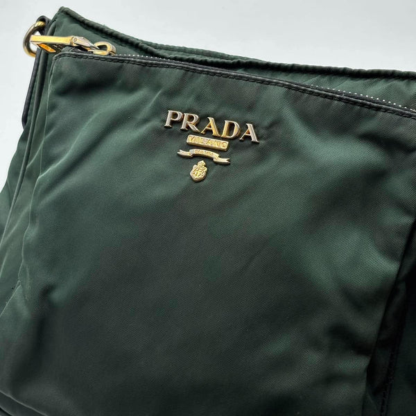 Prada Tessuto Nylon Messenger Bag Dark Green (Pre-owned) R7GH8JB
