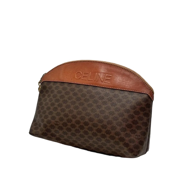 Céline Celine Brown Macadam Pouch Leather Plastic Pony-style calfskin (Pre-owned)