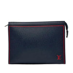 Load image into Gallery viewer, Louis Vuitton Taiga Pochette Voyage Pouch Red Multiple Colors Navy Blue Leather (Like new) CVMG4B2
