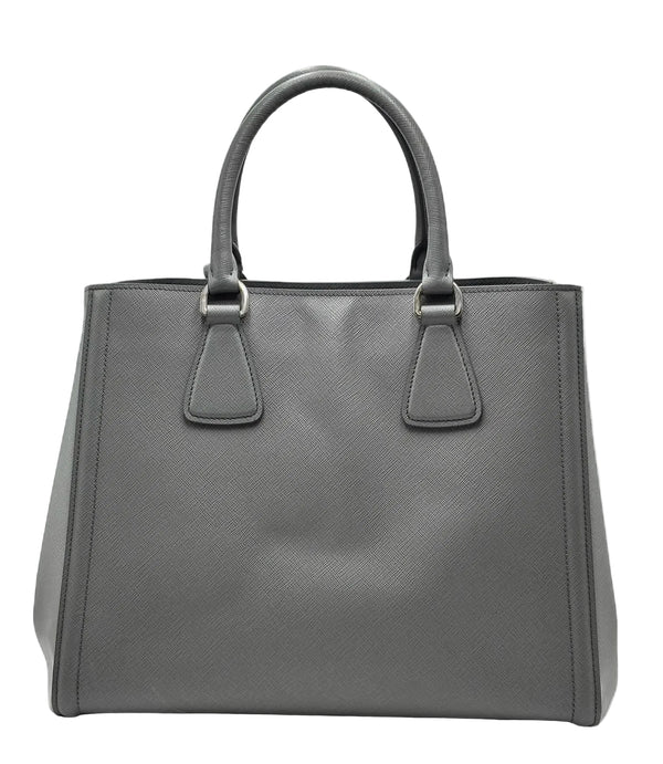 Prada 2015-2026 Medium Bicolor Saffiano Lux Galleria Satchel Grey (Like new) 8D976YD