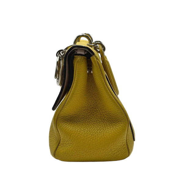 Dior Light Yellow Leather Mini Be Dior Top Handle Bag (Pre-owned)