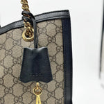 Load image into Gallery viewer, Gucci Beige/Black GG Supreme Canvas Padlock Medium Tote (Pre-owned) 74GV927
