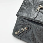 Load image into Gallery viewer, Balenciaga Gris Fossile Lambskin Leather Giant 12 Silver Envelope Clutch Crossbody W/ Strap Bag (Like new) BXHY7T9
