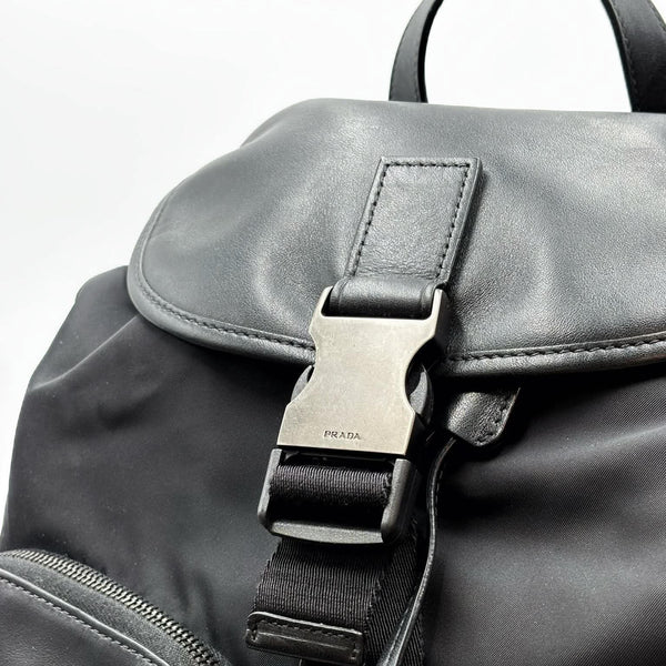 Prada Leather Backpack With Nylon Trim Black (Pre-owned) GCH9KMM