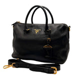 Load image into Gallery viewer, Prada Black Vitello Phenix Leather Bauletto Bag (Pre-owned) GRVJT82
