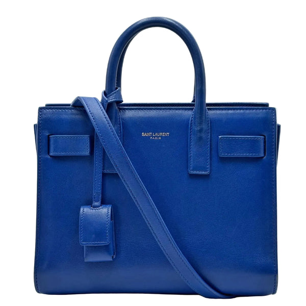 Saint Laurent Royal Blue Calfskin Leather Classic Nano Sac De Jour Bag (Pre-owned) W8B989X