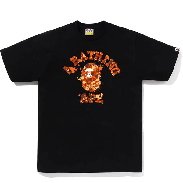 Bape Splash Camo Orange College Tee Black