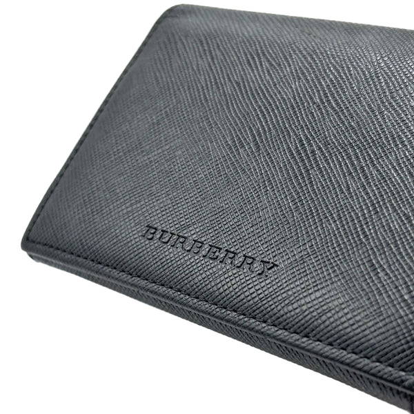 Burberry Black Leather Card Holder Wallet Nova Check Lining Slim (Like new)
