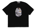 Load image into Gallery viewer, BAPE Multi Logo Big Ape Head Relaxed Fit Tee Black
