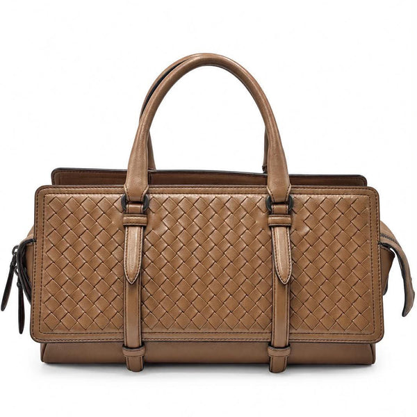 Bottega Veneta Monaco Intrecciato Handbag Brown (Pre-owned) W7M2RQC