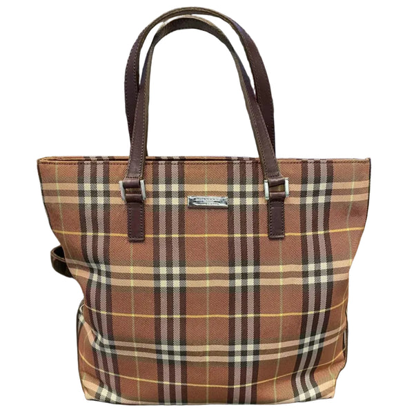 Burberry Blue Label Nova Check Mini Tote Bag with Brown Leather Trim (Like new)