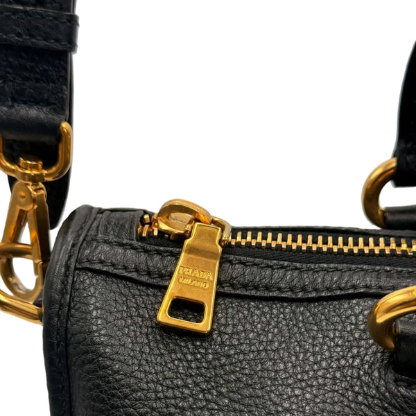 Prada Black Vitello Daino Leather 2-Way Hand & Shoulder Bag (Like new) 2RK63MV