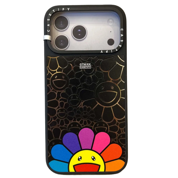 CASETIFY  x Takashi Murakami Flowers Bloom Rainbow Smile iPhone 17 Pro Max Glaze Case Black Transparent