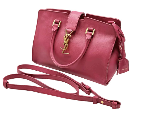 Saint Laurent Calfskin Monogram Baby Cabas Fuchsia (Pre-owned)