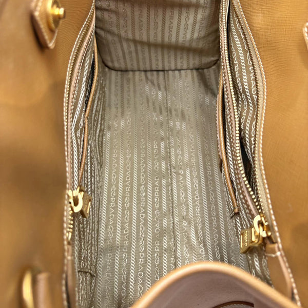 Prada Convertible Tote Canvas And Saffiano Leather Large Satchel (Pre-owned) QMBWT74