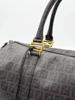 Load image into Gallery viewer, Fendi Brown Zucchino Coated Canvas and Leather Forever Bauletto Boston Bag (Pre-owned) HRTBH2M
