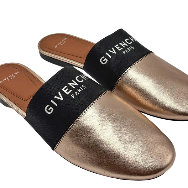 Givenchy Metallic Gold Leather Mules Sandals (unused)