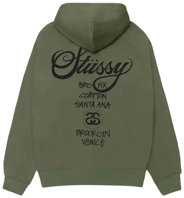 Stussy World Tour Hoodie 'Olive'