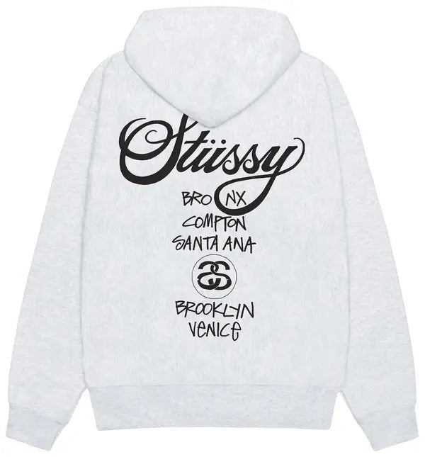 Stussy World Tour Hoodie Ash Heather