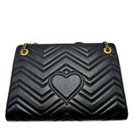 Load image into Gallery viewer, Gucci Azalea Calfskin Matelasse Heart Medium GG Marmont Slim Shoulder Bag Black 2-way (Like new) MCQ8GG6

