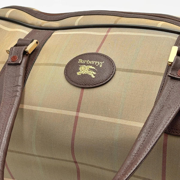 Burberry Plaid Canvas Boston Bag (Pre-owned)