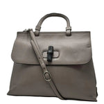 Load image into Gallery viewer, Gucci Cellarius Calfskin Medium Bamboo Daily Top Handle Bag Storm Grey (Pre-owned) 3R2BHMB
