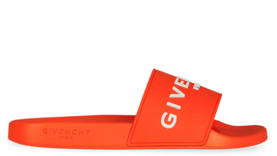 Givenchy Logo Signature Slides Bright Orange