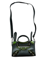 Load image into Gallery viewer, Balenciaga Classic Mini City Dark Green Leather and Patent Leather Bag (Pre-owned) 6C6VC4K
