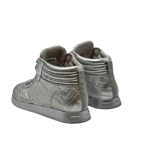Fendi x Nicki Minaj Metallic Nappa Macro FF Embossed Prints On High Top Sneakers (Pre-owned)