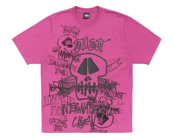 Stussy Skulls Pig. Dyed Tee Berry