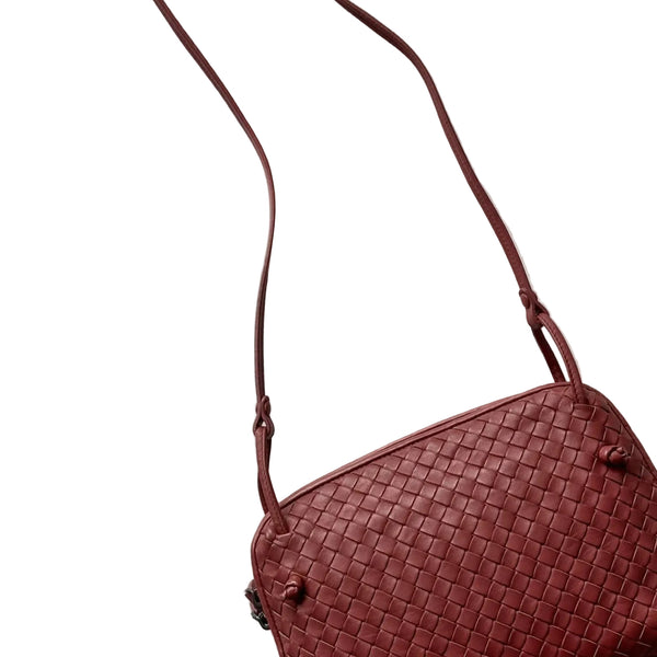 Bottega Veneta Burgundy Intrecciato Woven Nappa Leather Nodini Crossbody Bag (Pre-owned) X4MVWTT