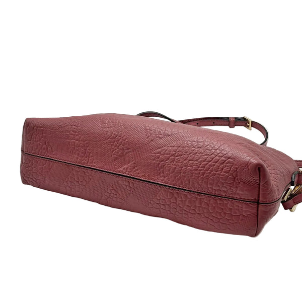 Burberry Red Signature Grain Check Embossed Leather Peyton Crossbody Bag (Pre-owned) 6YWG7K4
